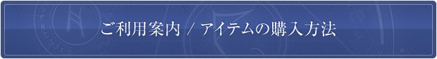ご利用案内/アイテムの購入方法